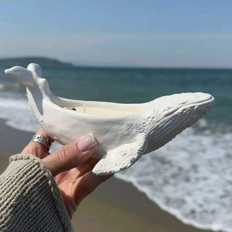 Maceta de planta suculenta de ballena grande, molde de silicona de resina, caja de almacenamiento de ballena de Animal marino, taza de vela, molde de yeso de cemento de hormigón - imagen 5