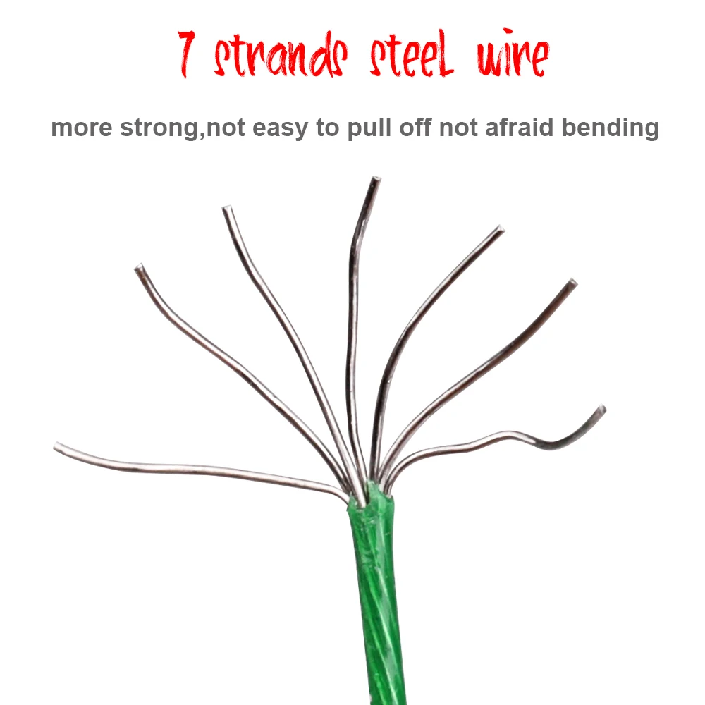 FTK 20LB-60LB hilo de pescar de acero antimordida verde alambre de acero líder anzuelos de púas correa de núcleo de plomo accesorio de pesca de alambre de pesca - imagen 5