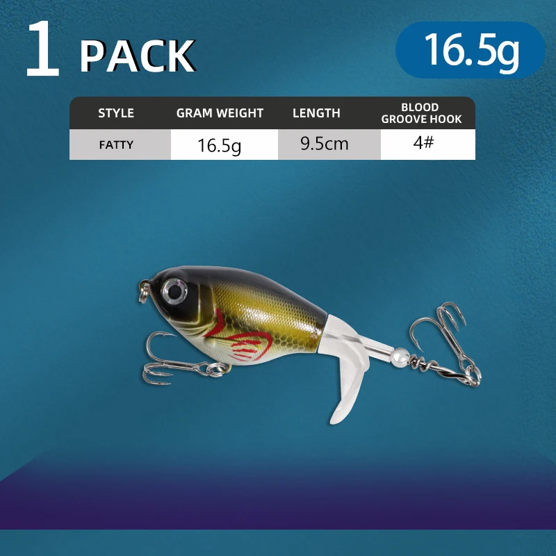 Señuelos de pesca Topwater de 10g/16,5g, cebo con hélice, señuelo de pesca Crankbait, cola giratoria dura y suave, pesca al aire libre