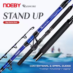 Noeby Big Game-caña de pescar de curricán convencional, 1,66 m, 1,7 m, guías en espiral para Jigging, vasos electrónicos para agua salada, atún y tiburones
