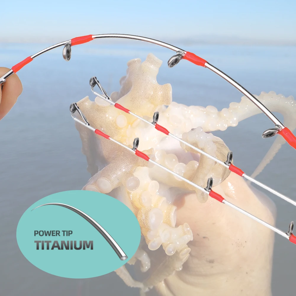 ROLLFISH-caña de pescar de calamar con punta de titanio, acción de 1,75 M, 8:2 de fibra de carbono, caña de Jigging de agua salada, incluye bolsa de almacenamiento para caña - imagen 3