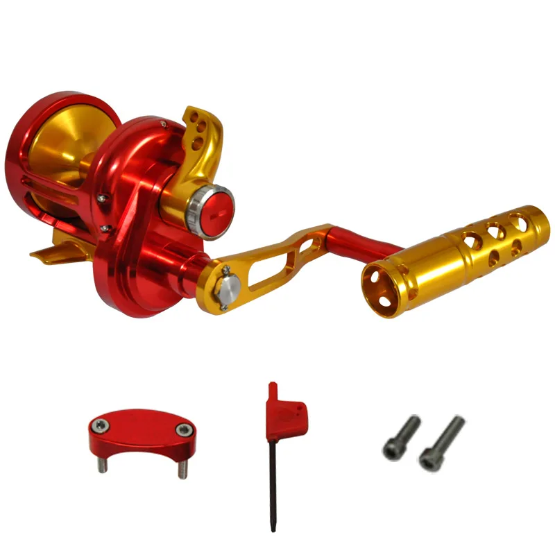 CCNC acabado rueda de alambre de mecanizado cuerpo principal carrete de perfil alto pesado carrete de cebo de doble mango de carbono serie 5000 rojo plateado azul - imagen 5