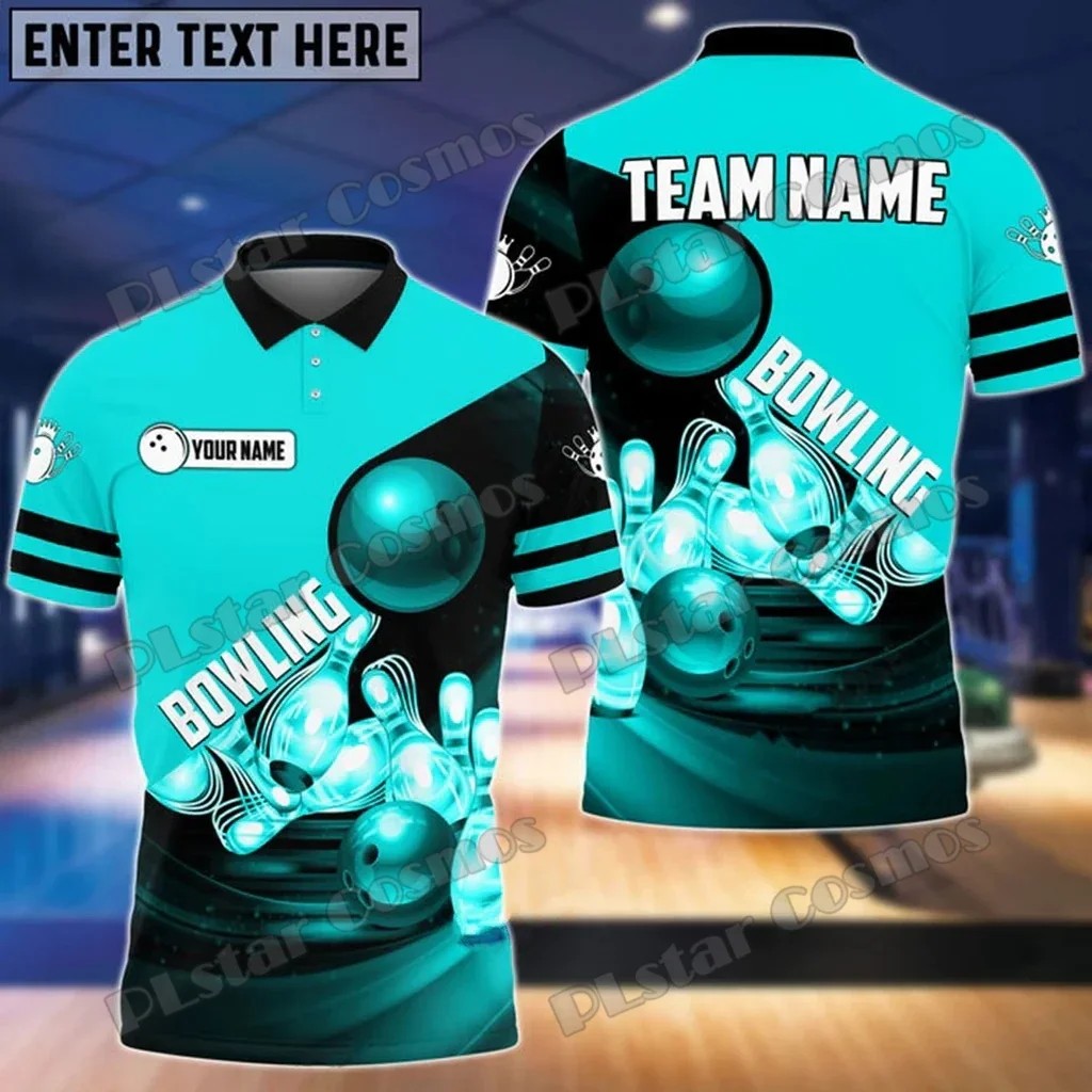 Polos de bolos y alfileres coloridos Multicolor con nombre personalizado impreso en 3D para hombre, Polo informal de verano Unisex Premium PLP44 - imagen 2