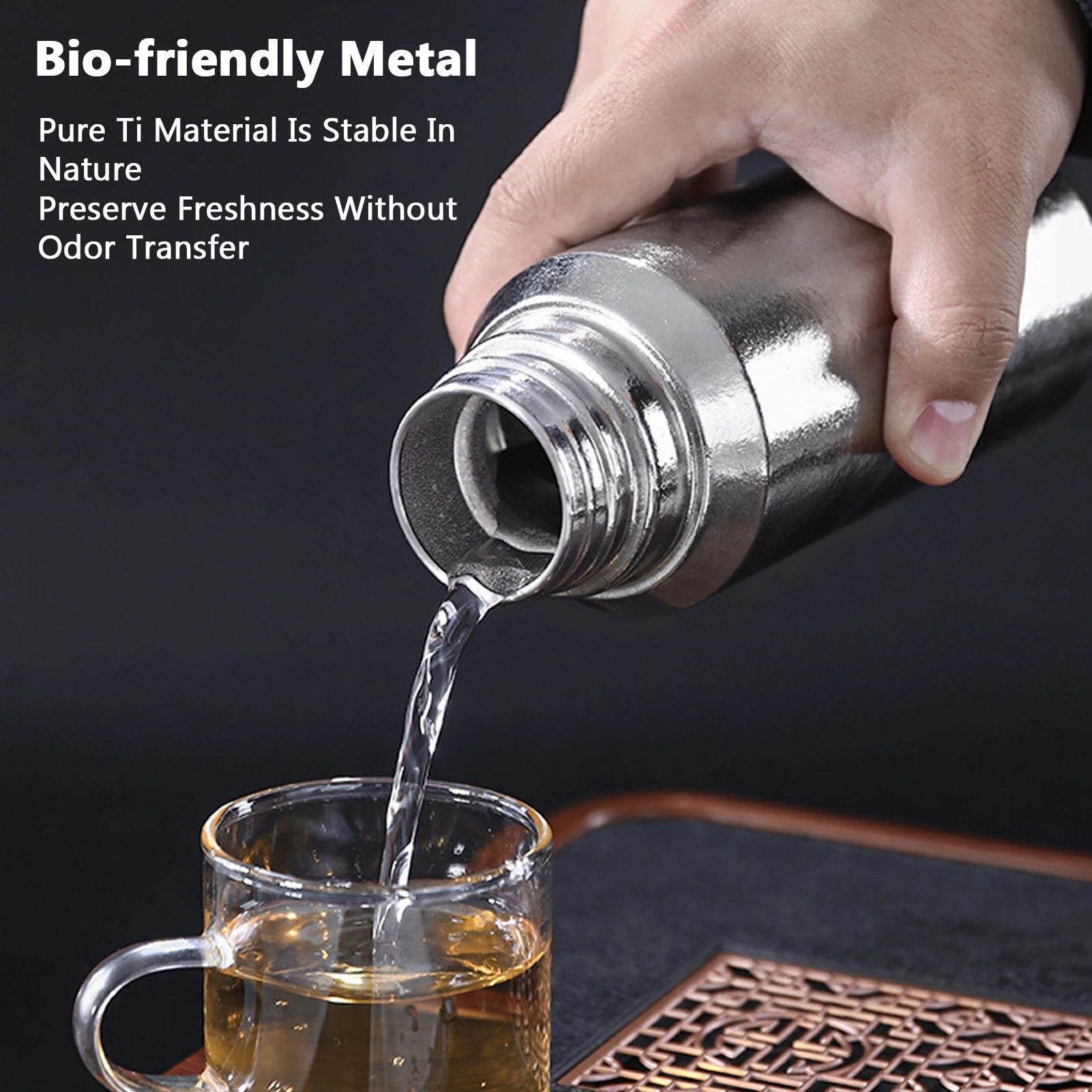 Botella portátil 380ml del infusor del té de la taza aislada magnetizada Ti que acampa al aire libre - imagen 4