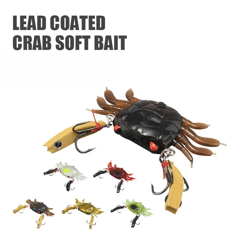 Señuelo de pesca de cangrejo biónico MUKUN, 6g, 13g, cebo suave de silicona, cebos falsos para calamar, pulpo, plantilla de pesca, señuelos con cabeza, aparejos de pesca de mar