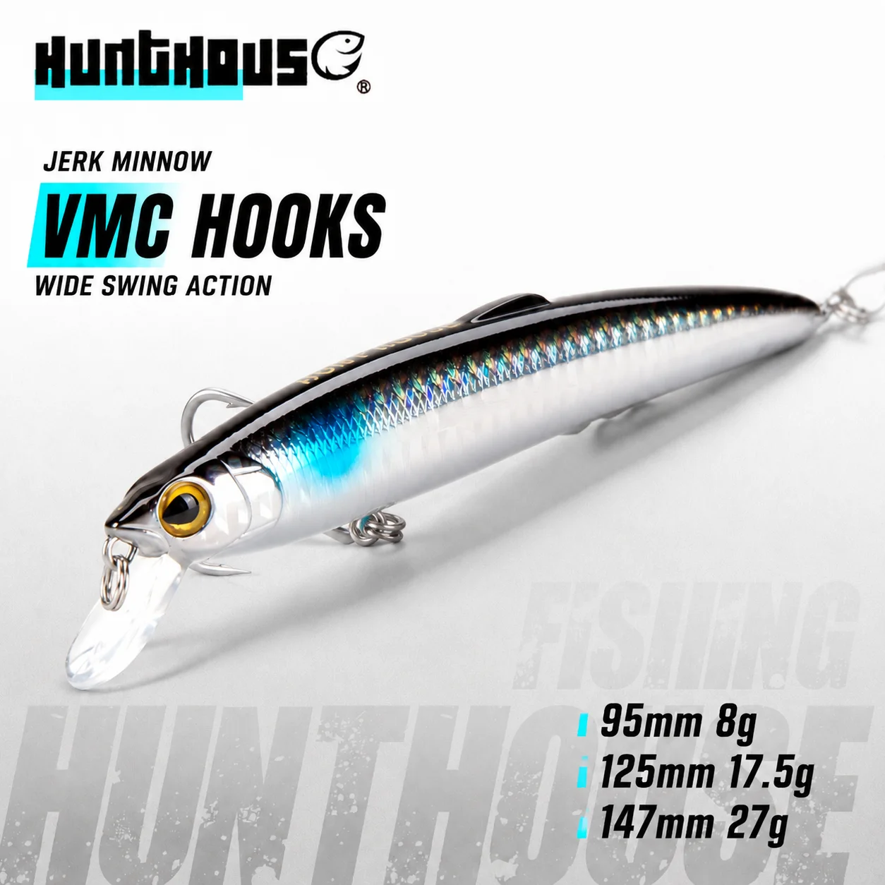 Hunthouse Minnow Jerkbait flotante – Señuelo para lubina y lucio - imagen 4
