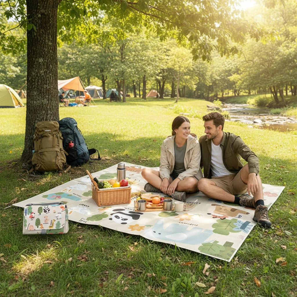 Estera de Camping portátil, impermeable, a prueba de humedad, estera de Picnic con patrón de animales de dibujos animados, accesorios para acampar al aire libre, 1/2,1/2,2 M - imagen 2