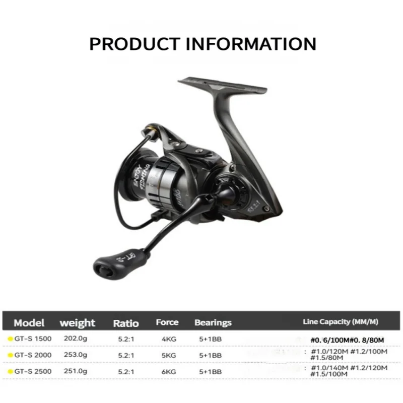 Carrete giratorio ligero Mavllos GT-S, relación 5,2: 1, carrete de pesca de agua de mar, sistema de freno de fuerza, carrete estándar, carretes giratorios de lubina - imagen 3