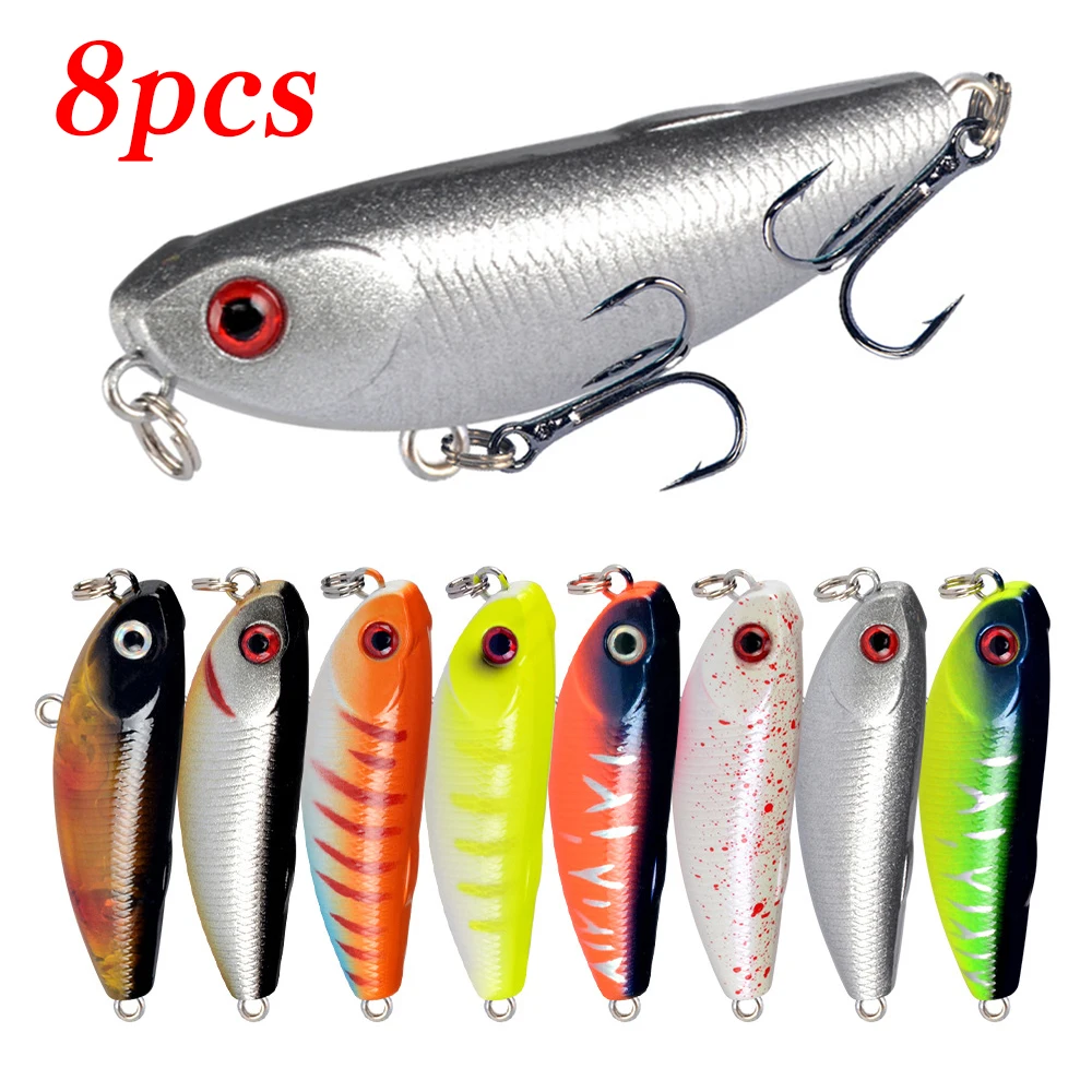 8 Uds. Señuelo de Pesca con lápiz flotante, señuelos duros superiores, cebos Wobblers, cebo duro Artificial, aparejos de Pesca