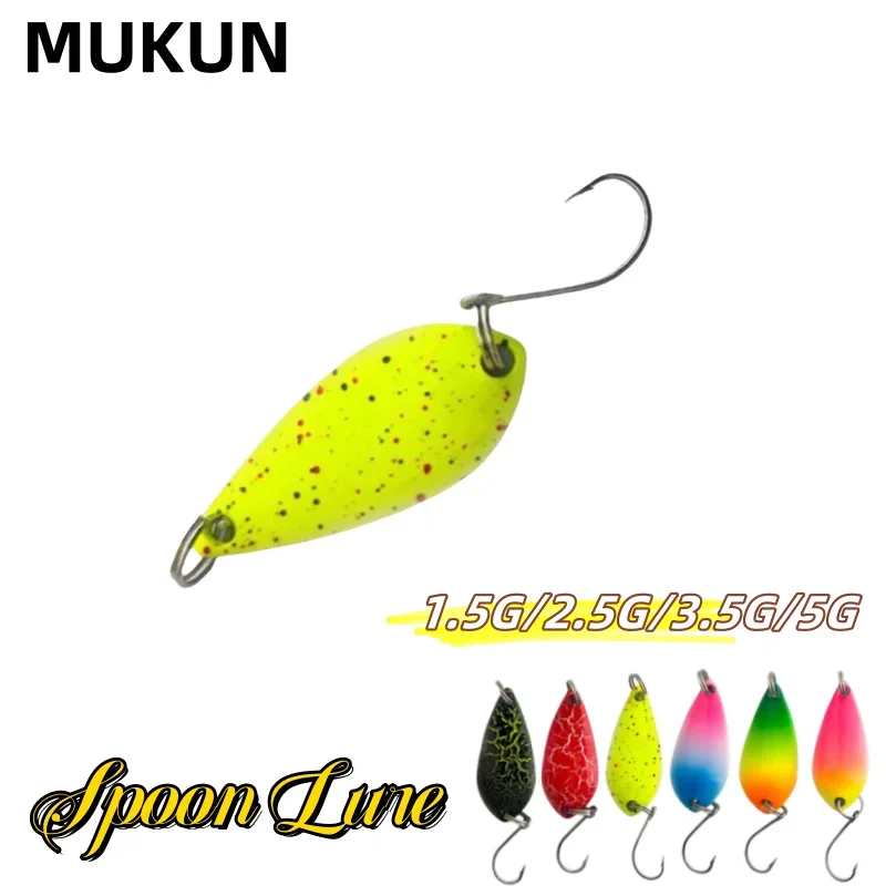 MUKUN-Juego de señuelos de cucharas de Pesca de peso surtido, 1,5G-5G, cebo giratorio de trucha Artificial, Wobblers, 6 uds., aparejos de Pesca - imagen 2
