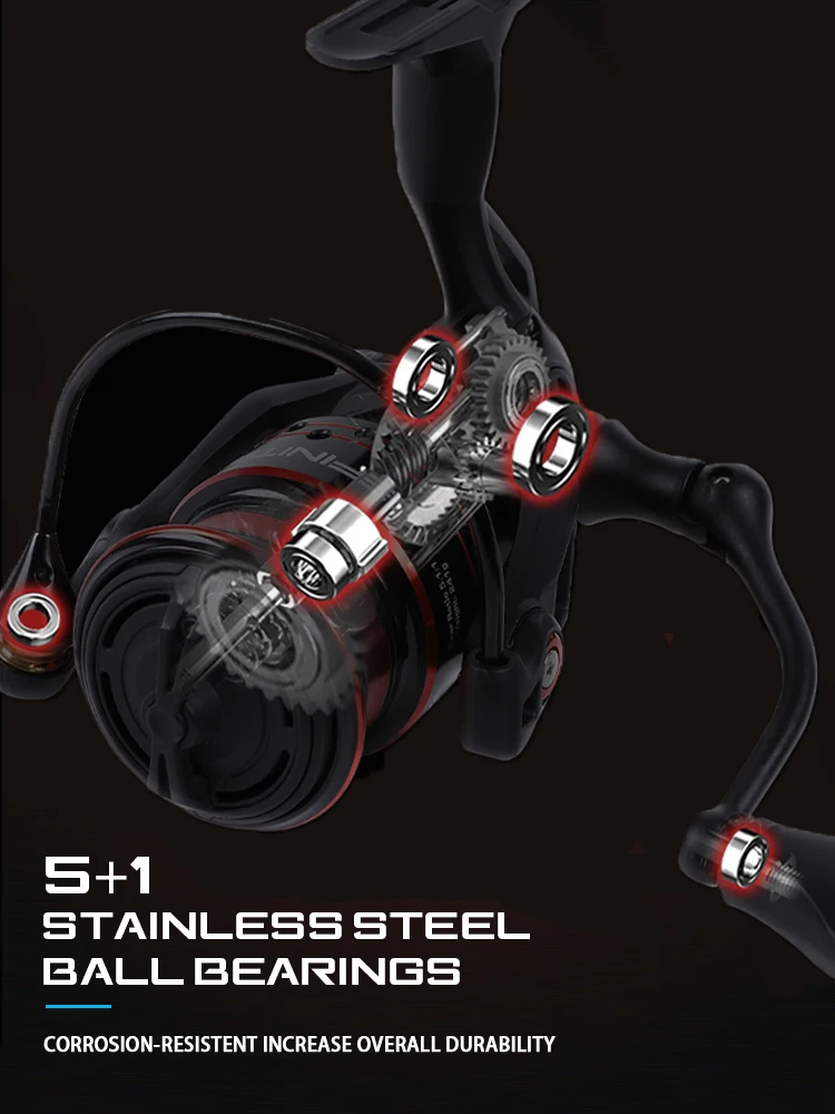 Carrete giratorio para pesca de trucha de agua dulce y salada, 1000/2000/3000/4000, 5,1: 1, carrete de Metal, carretes de alta calidad - imagen 4