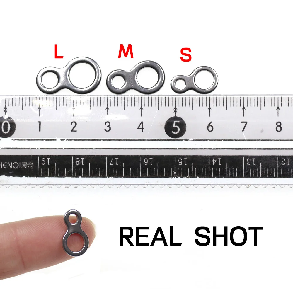 Elllv-100 piezas, 8 bucles de forma pulida, doble anillo sólido, accesorio de pesca resistente para pesca de arrastre, Jigs, señuelo de Metal S M L - imagen 5
