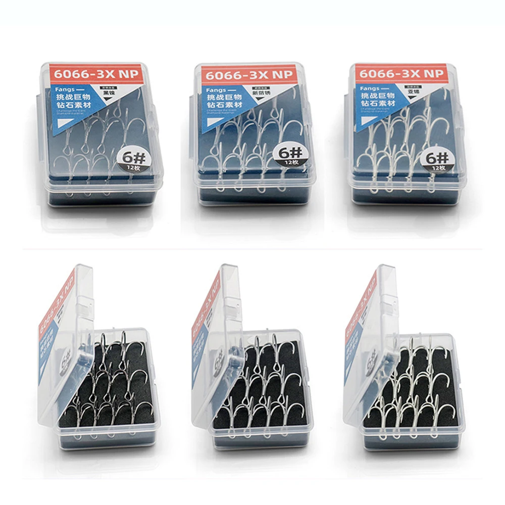 6066 3X Anzuelo triple para pesca en el mar con revestimiento antioxidante # 12 # 4 ganchos de anclaje triples afilados súper fuertes para accesorios de señuelos de agua de mar - imagen 5
