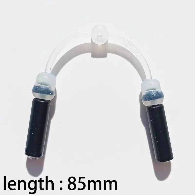 Un expansor curvo de arco dental en blanco y negro con una longitud de 85 mm, diseñada para el tratamiento de ortodoncia