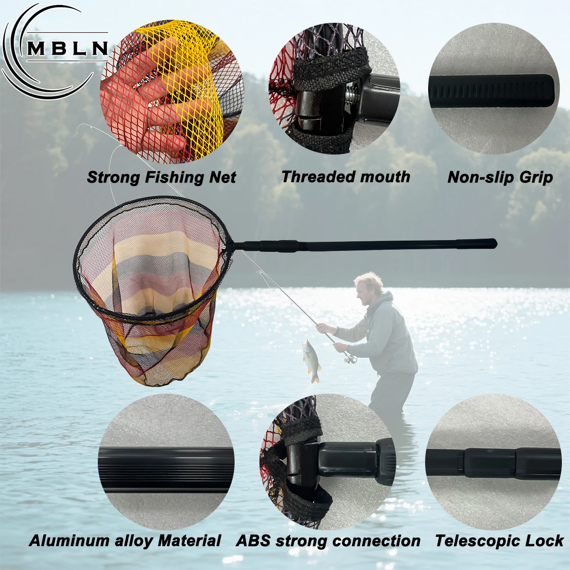 Red de pesca plegable en aleación de aluminio – bolsa reforzada - imagen 2
