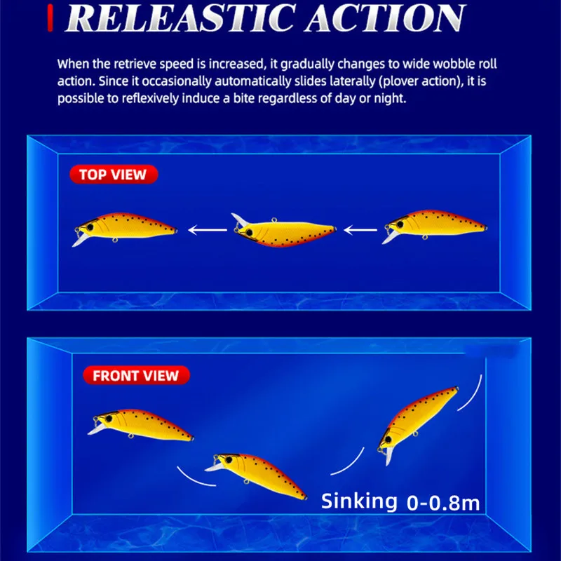 GREENSPIDER nuevo 55mm 4,5g señuelos duros hundimiento Minnow Wobblers señuelo de pescador para pesca cebos de peces - imagen 4