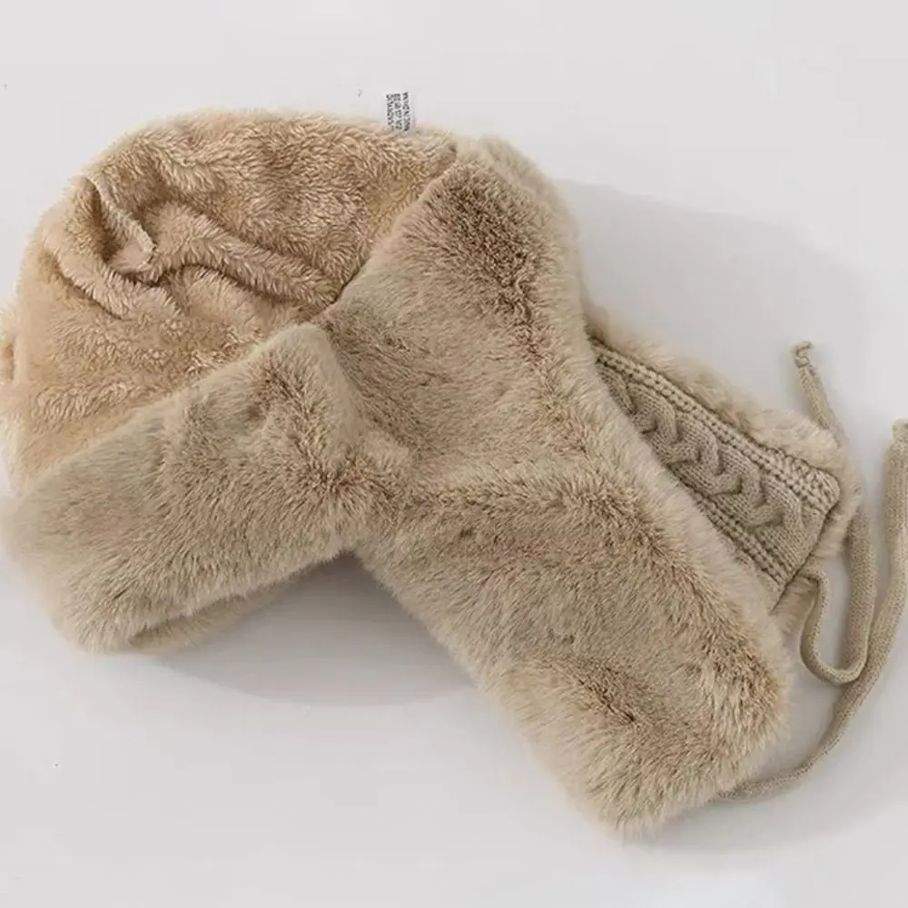 Gorro con protección para los oídos extendida y calidez versátil, gorro de Lei Feng grueso de punto, gorro para el frío para mujer - imagen 4