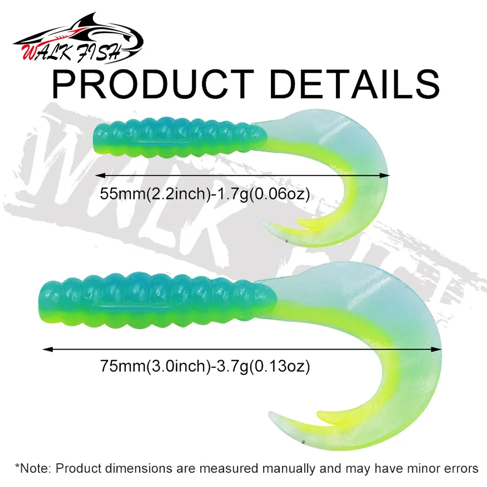 WALK FISH-Señuelos de Pesca de 10 piezas, cebos blandos de gusano, 55mm, 75mm, buena acción para nadar, alta calidad, Artificail, nueva forma de Japón, señuelo suave para lubina - imagen 4