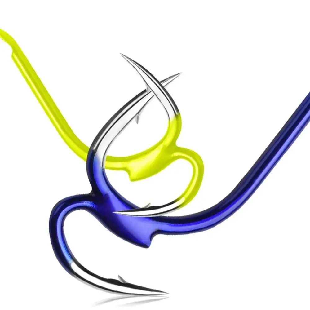 Juego de anzuelos de pesca de acero de alto carbono, conjunto de dos puntas de resistencia, ganchos de pesca dobles con púas, 10 Uds./lote - imagen 3