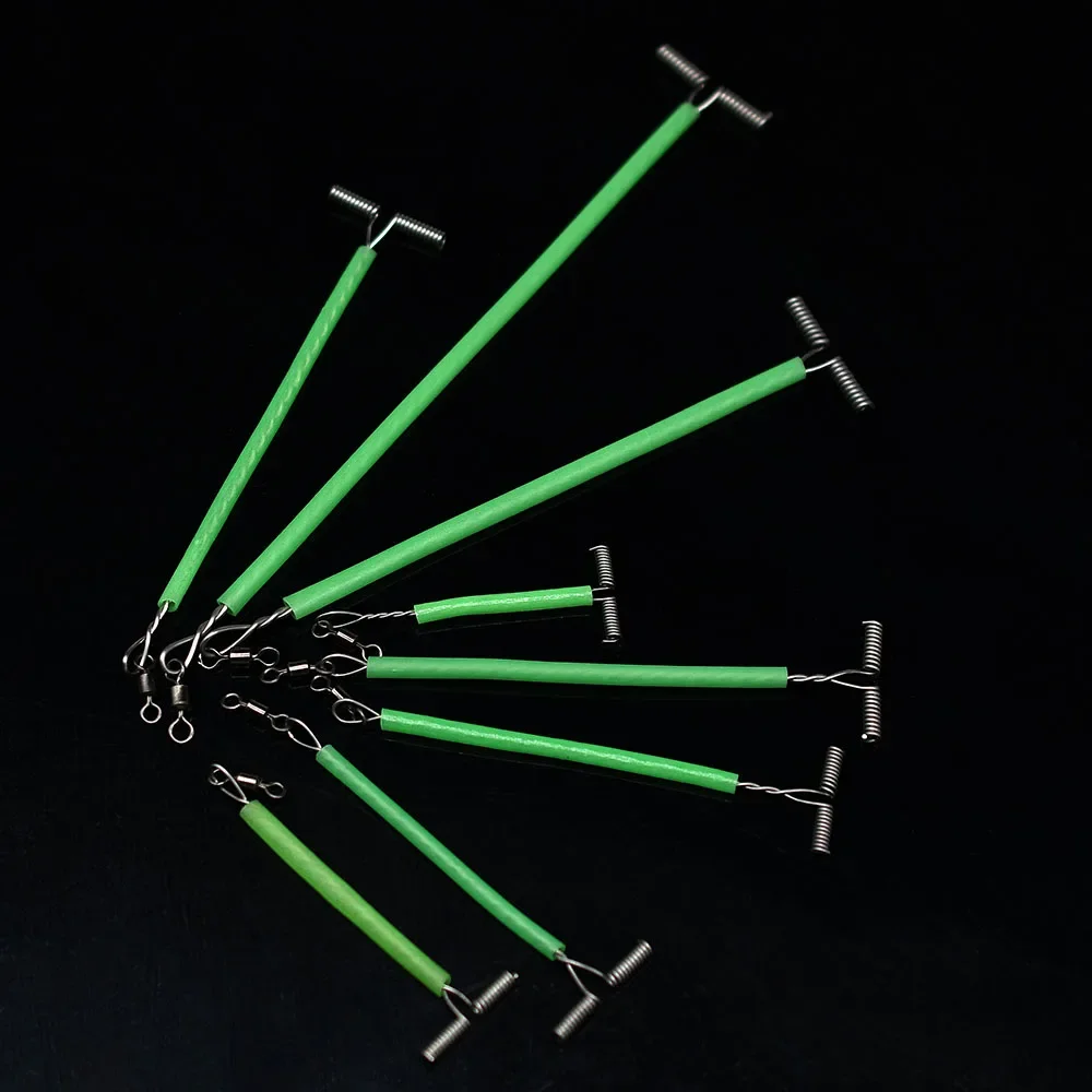 MNFT 8 Uds. Forma de T 3 vías pesca giratoria línea cruzada alambre de acero brazo líder conector de equilibrio fluorescente aparejo de agua salada - imagen 5