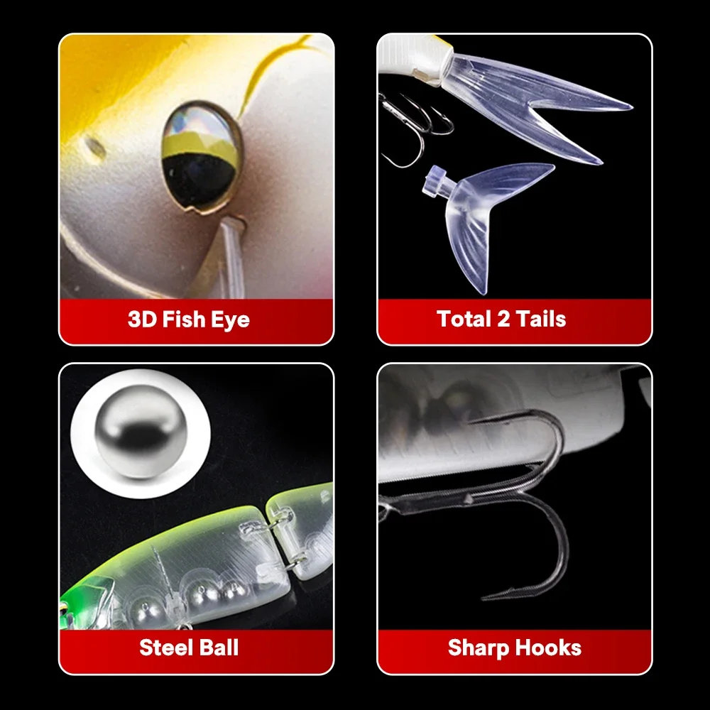 THORFORCE-señuelo de pesca Minnow, 145MM/59G, Swimbait duro Artificial, Wobblers multiarticulados grandes, aparejos de pesca de trucha y Lucio - imagen 2