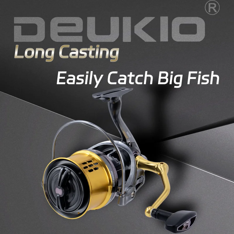 Carrete giratorio DEUKIO serie 12000 – Tiro largo y 20 kg de arrastre para carpa