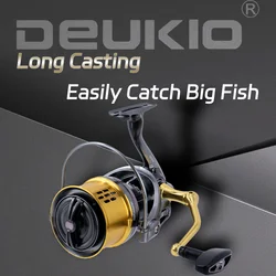 Carrete giratorio DEUKIO serie 12000 – Tiro largo y 20 kg de arrastre para carpa