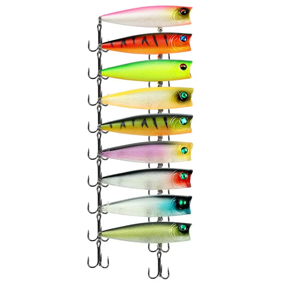 Señuelo de pesca 8cm/11g cebo duro Popper señuelo con anzuelo triple ojos 3D realistas Swimbait cebo de pesca Popper - imagen 5