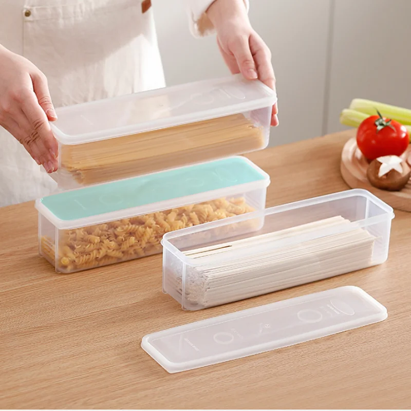 Contenedor de espaguetis para fideos de cocina, caja de almacenamiento para conservación de cereales para el hogar con cubierta, caja de espaguetis, contenedor de alimentos para cocina - imagen 3
