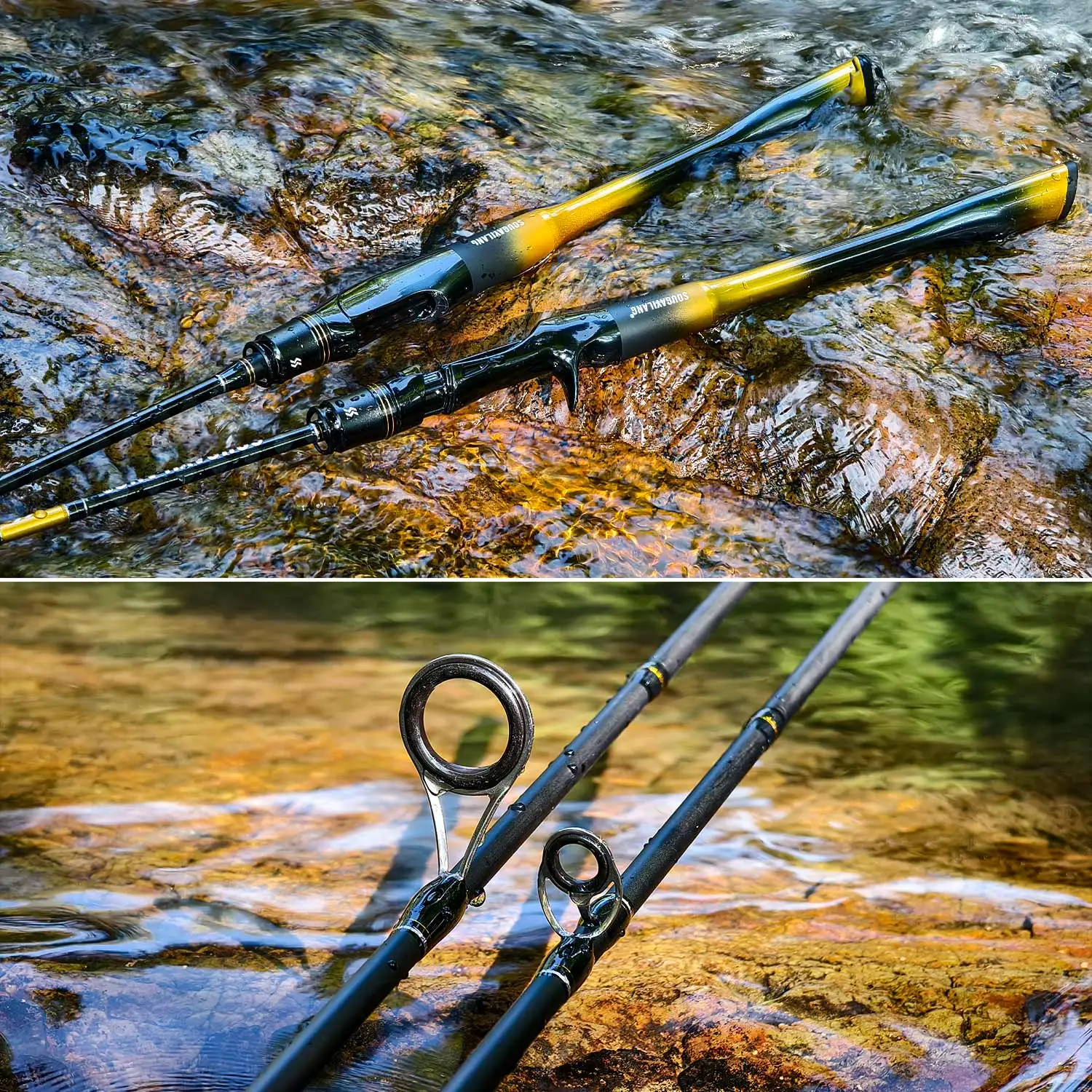 Sougayilang-caña de pescar con señuelo de 2 secciones, 1,8/2,1 m, caña de pescar giratoria de fibra Crabon, Max 14lb, lubina, trucha, Pesca de agua dulce - imagen 5
