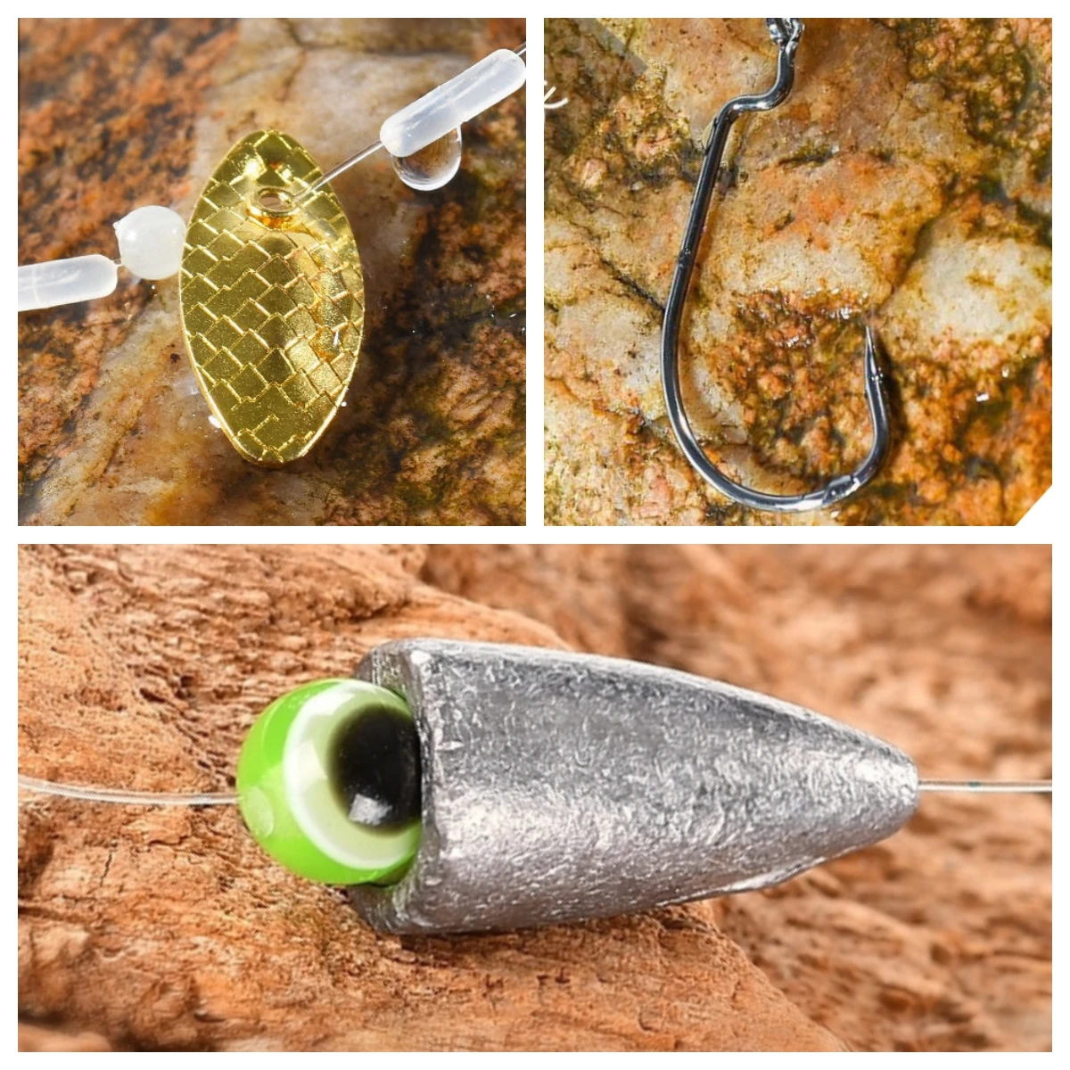 Conjunto de plataforma Texas de pescador Lazy Man: 5 anzuelos de gusano con pesas de plomo y purpurina metálica, preatados para una fácil experiencia de pesca - imagen 5