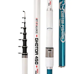 Caña de pescar portátil de fibra de carbono resistente, caña de pescar telescópica de viaje para barco de mar y roca, 3.6M4.5M5.4M6.3M