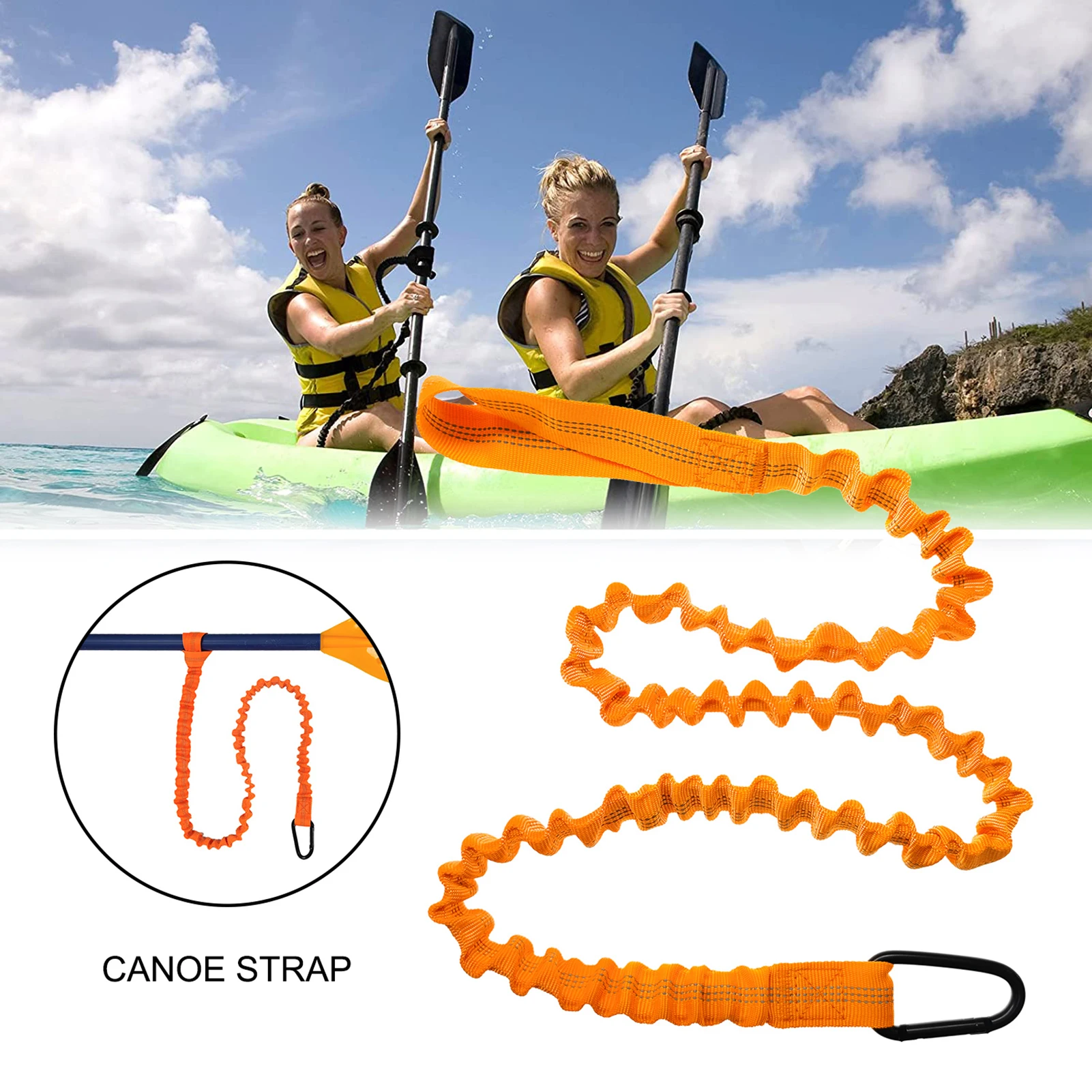 Cuerda antipérdida para Kayak de 1-1,5 m, accesorios para remo en canoa, correas anticaídas, cuerda antipérdida para deportes acuáticos de verano, herramientas deportivas prácticas - imagen 2