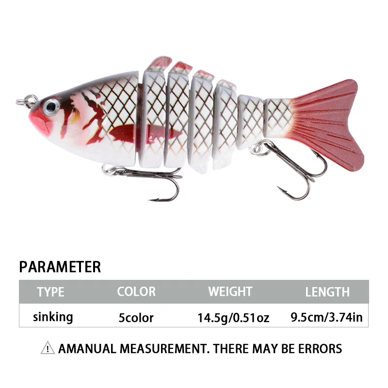 Señuelo de Pesca multiarticulado de 7 segmentos, hundimiento, 9,5 cm/14,5g, Swimbait, Wobblers artificiales, Crankbait, cebo duro, aparejos de Pesca, 1 ud. - imagen 4