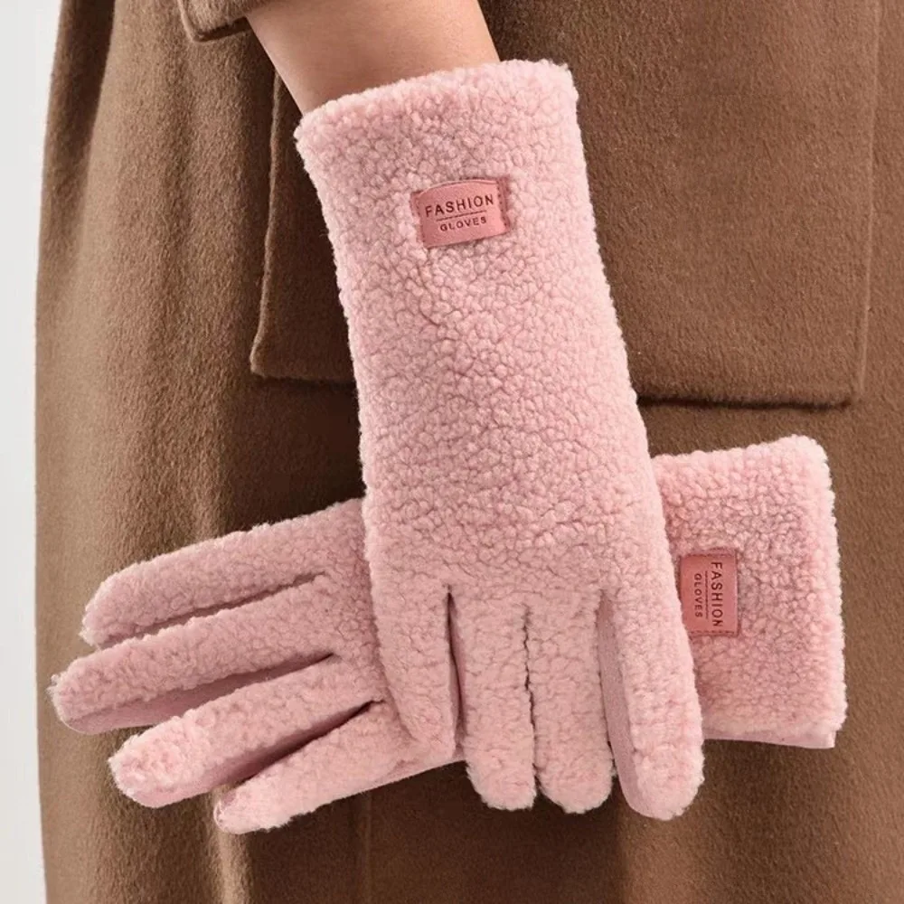 Nuevos guantes de invierno de lana Polar, guantes cálidos para conducir con pantalla táctil, guantes de dedo completo a prueba de frío para niñas - imagen 2