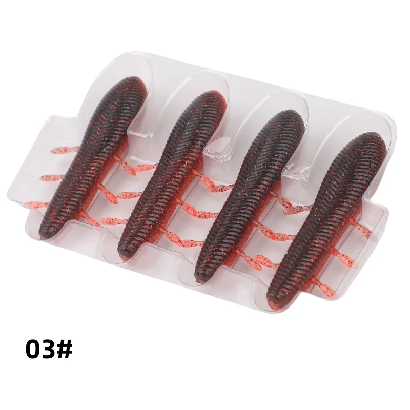 MUKUN 4 Uds nuevas Señuelos de pesca blandos de patata bailando 11g/70mm cebos blandos hundidos de PVC agregar sal aparejos de pesca de pescado - imagen 4