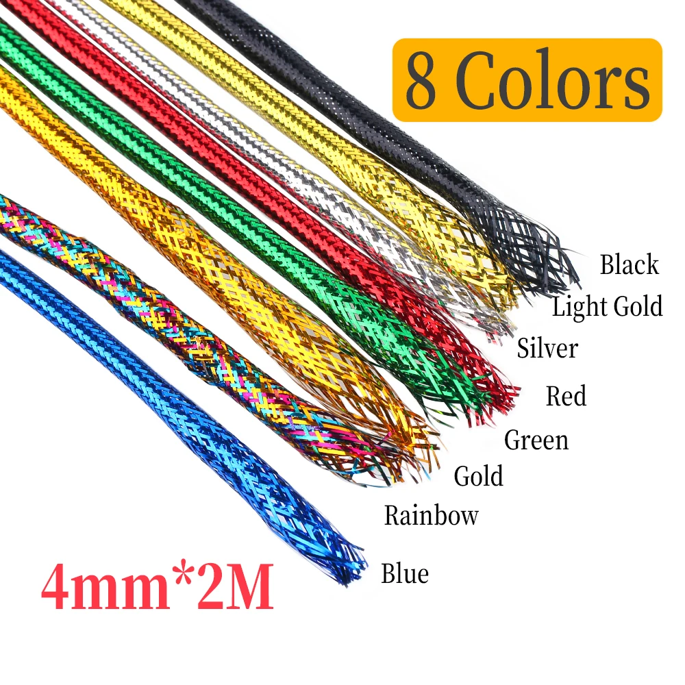 Cordón de Mylar holográfico para atar moscas y peces, hilo de color dorado, plateado, perla, Flashabou, pececillo, trenza corporal, tubo de Flash, 3mm, paquete de 2/4m - imagen 3