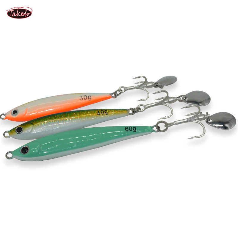 TAKEDO RX17 pesca en el mar Swimbait Fsat hundimiento señuelo lápiz cebo Jigging señuelo con 2X anzuelo triple plantilla de Metal señuelo para lubina atún