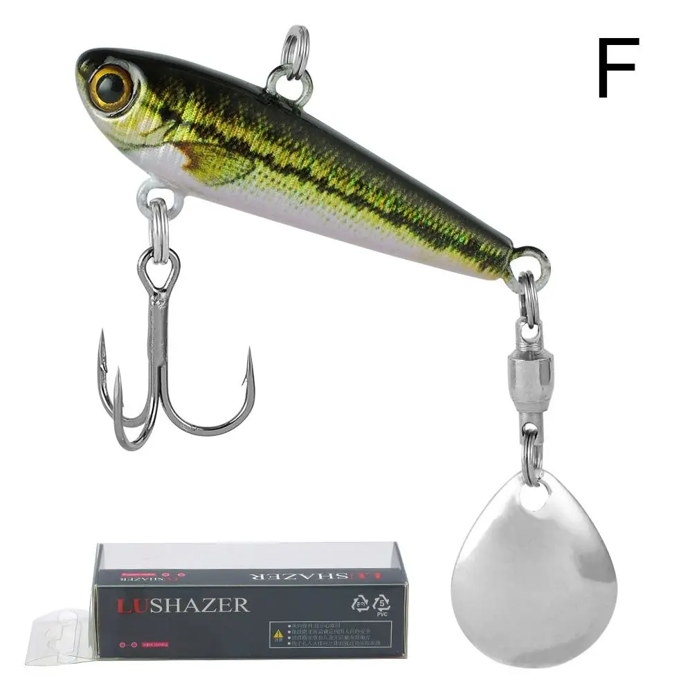 Aparejos giratorios con vibración giratoria de lentejuelas, cebos Crankbaits VIB, señuelo de pesca de Metal, anzuelo triple, 49cm, 19g - imagen 4