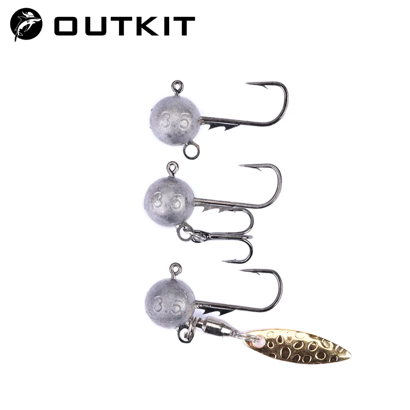OUTKIT, 10 Uds., Mini anzuelo con cabeza de doble anillo, 2,5/3,5g, Micro anzuelo con cabeza de anzuelo, aparejos de pesca DIY para pesca de gusanos blandos, pez roca