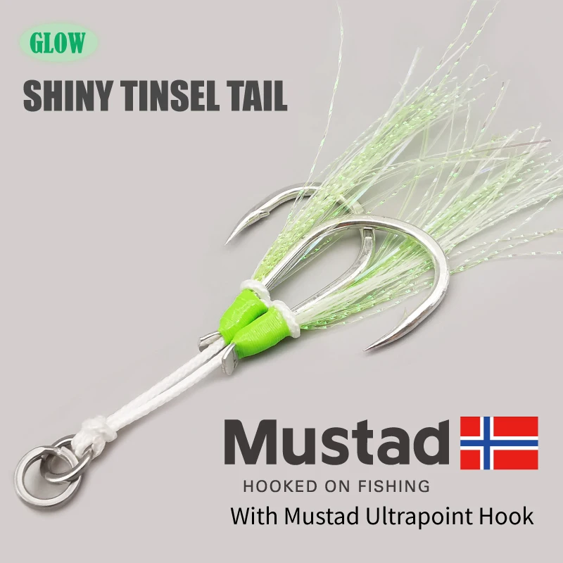1-SJ Slow Jigging Twin Assist met Mustad-haken Glow Jigging-haken Zeebrasem Zeevishaak - imagen 2