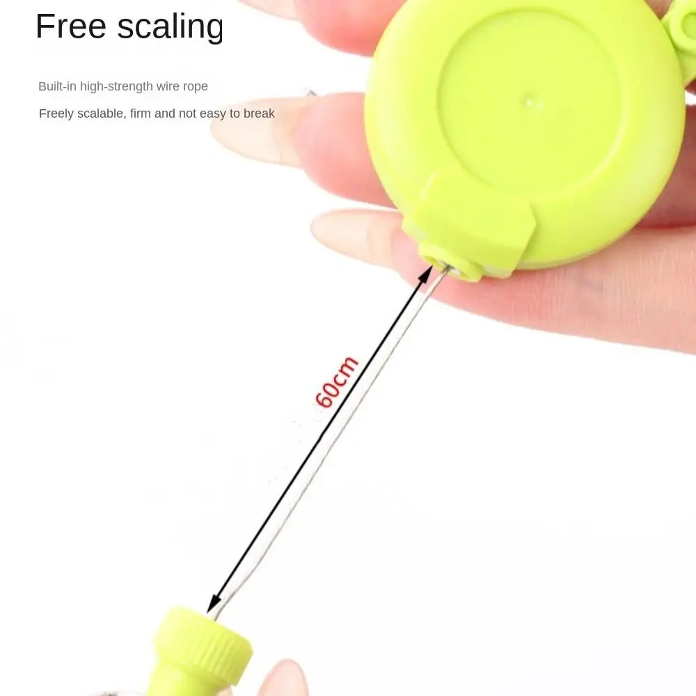 Hebilla elástica de alambre de acero para montañismo, llavero de cuerda de alambre telescópico antirrobo de Color sólido, creativo y fácil de tirar - imagen 5