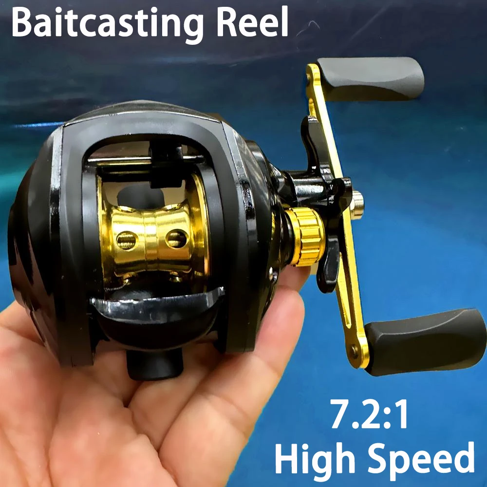 Carrete de pesca Baitcasting con marco de carbono ultraligero, arrastre máximo de 10KG, relación de engranaje 7,2: 1 con sistema de freno magnético, carrete profundo de Metal - imagen 2