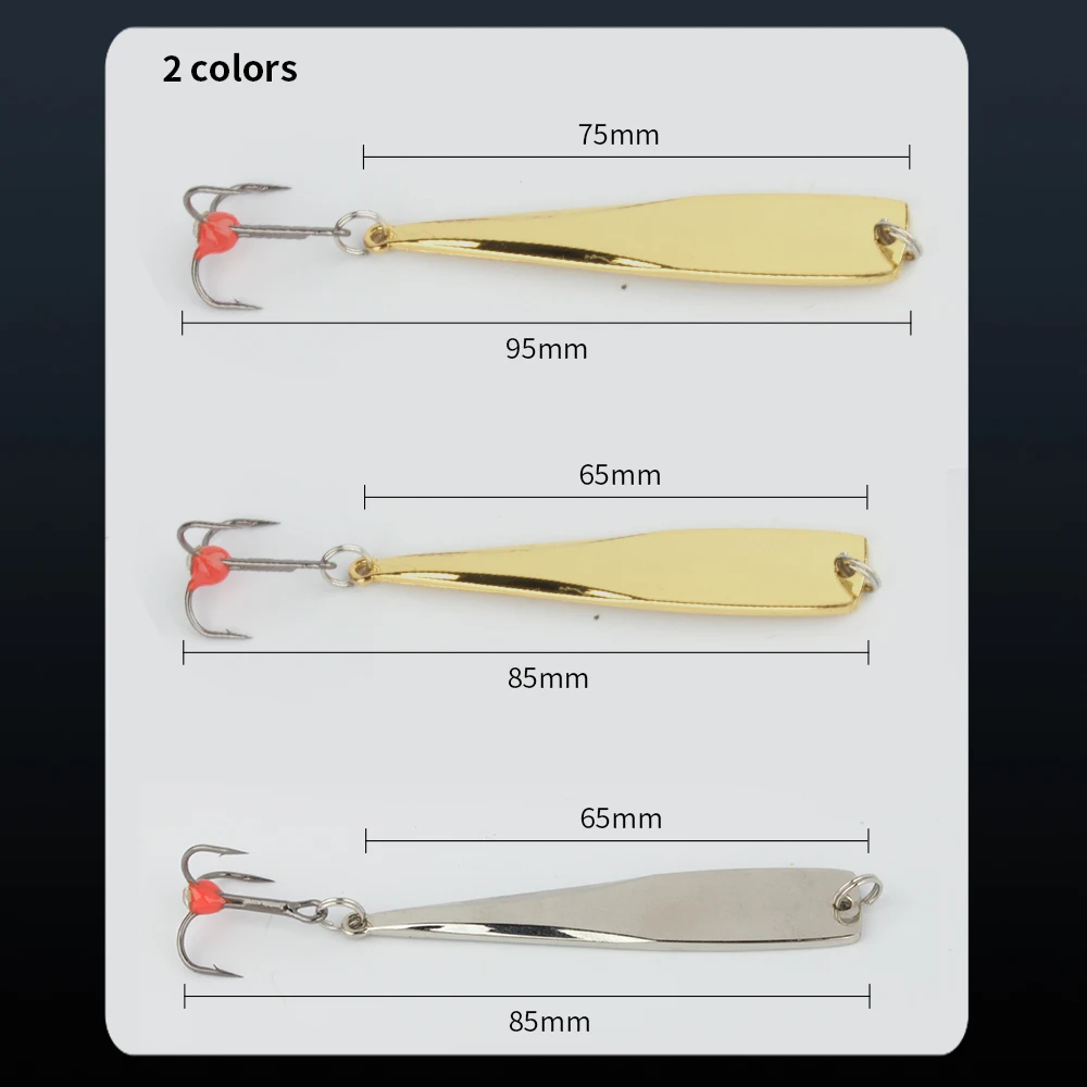 FTK-señuelo de pesca en hielo de invierno, 6g/8g, 65mm/75mm, 1 piezas, oro, plata, cuchara, cebos duros con gancho triple para trucha, Lucio, Aluminio - imagen 5