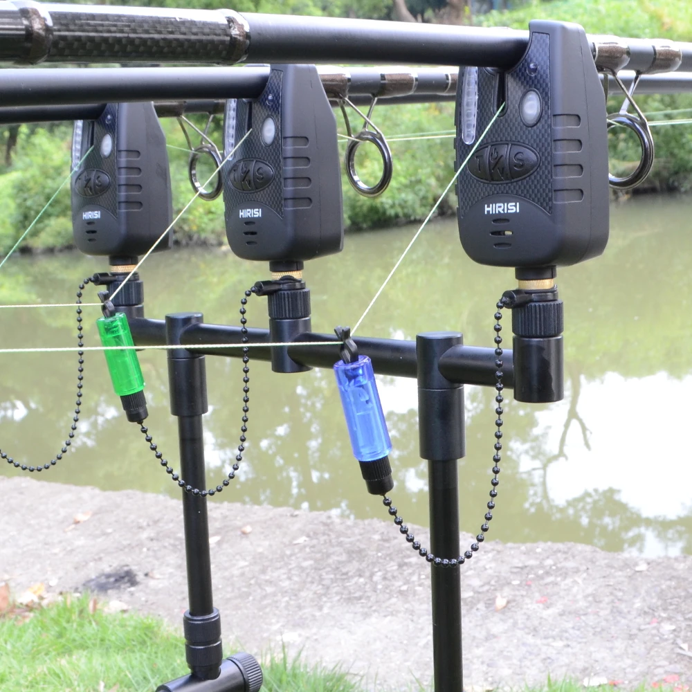 Hirisi 3 uds alarmas de pesca con Swinger de pesca Color rojo/verde/azul conjunto de indicadores de alarma de mordedura de Pesca B14A accesorios de pesca - imagen 2
