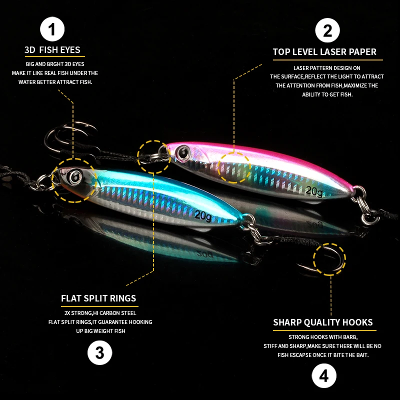 MAGIC WORKS Metal Jig Fishing Lures Spoon 15g 20g 30g 40g Sea Fishing Lure Perch Baits Slow Jigging Artificial Bait Fish Tackle - imagen 5