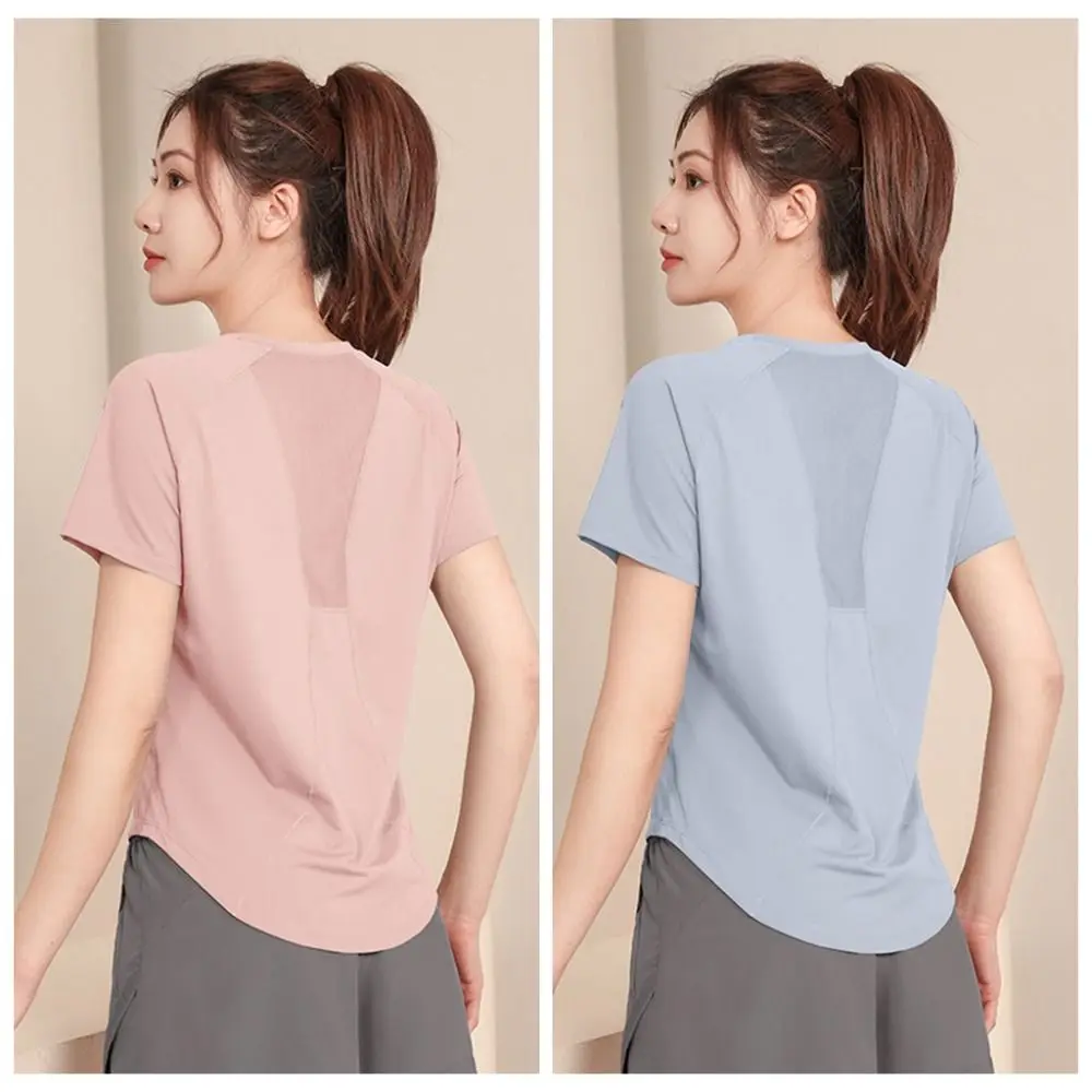 Ropa para correr profesional de manga corta, tela transpirable, Material de secado rápido, ropa de Yoga, ajuste cómodo y ligero - imagen 5