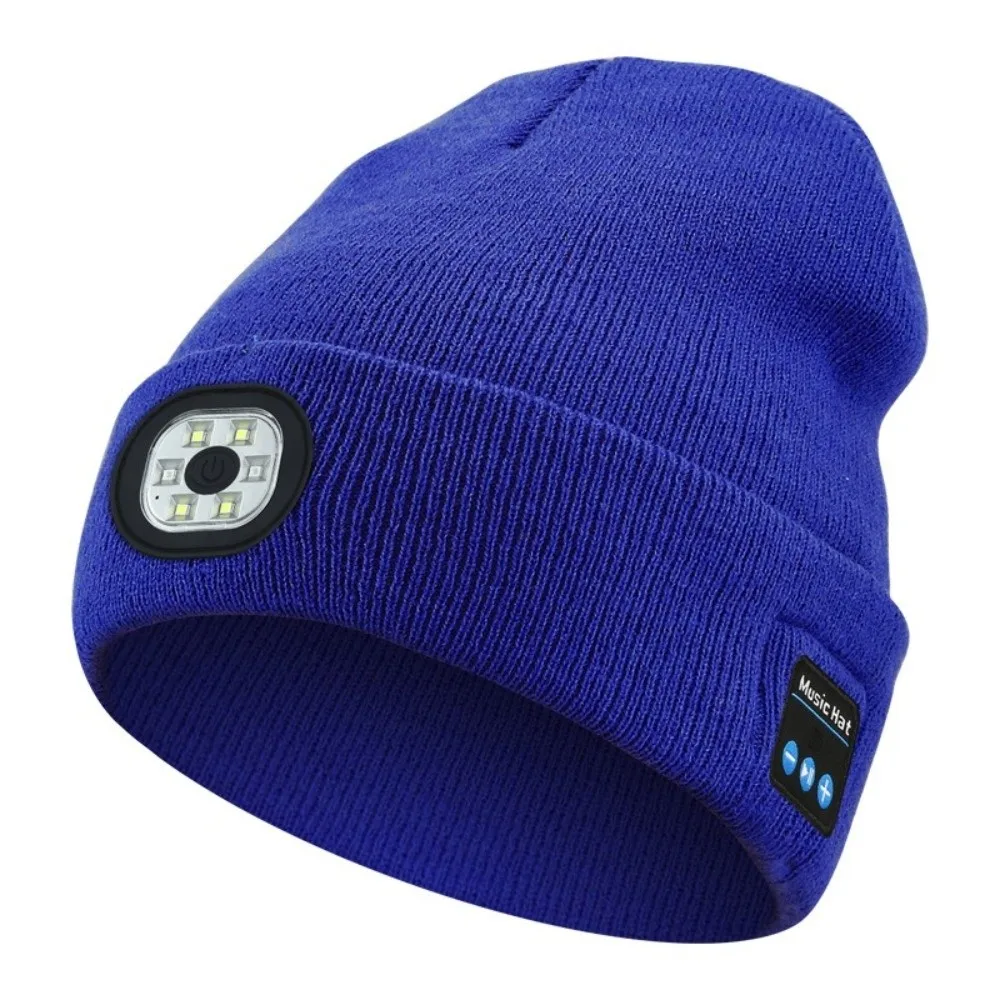 Único con luz Bluetooth gorro auriculares altavoz micrófono faro gorra extraíble recargable luz LED gorra pesca - imagen 3