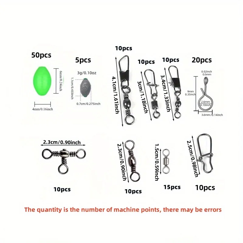 Juego de conectores de pesca de 150 Uds., spinner de cambio rápido, plomo para huevos, cuentas luminosas - imagen 2