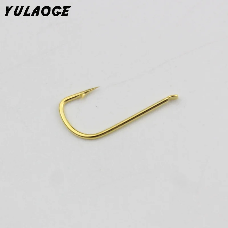 Anzuelos de pesca con mosca, anzuelos de pesca con púas pequeñas, kit de pesca de acero al carbono dorado, 50 unidades por lote - imagen 3